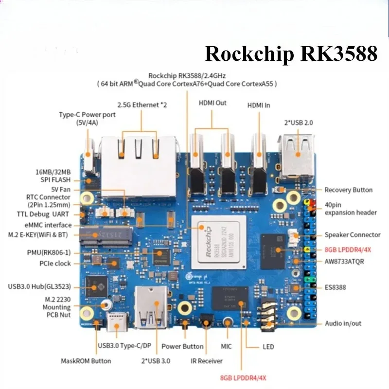 كمبيوتر لوحة واحدة 16G R-AM RK - مراجعة Orange Pi 5 Plus 16Gb وسعره