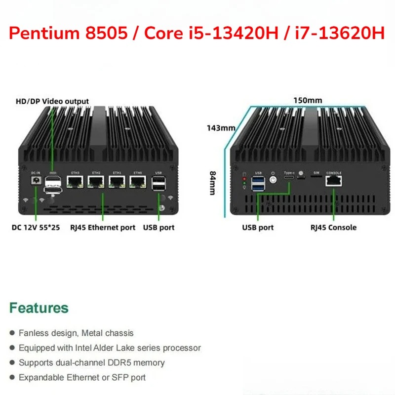 كمبيوتر مصغر بدون مروحة بمعالج - مراجعة Pfsense Firewall Router 2.5G 4 I226 وسعره
